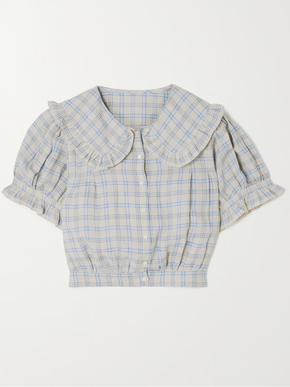 Doen Sparrow Top, Blue Meadowlark Plaid, XS